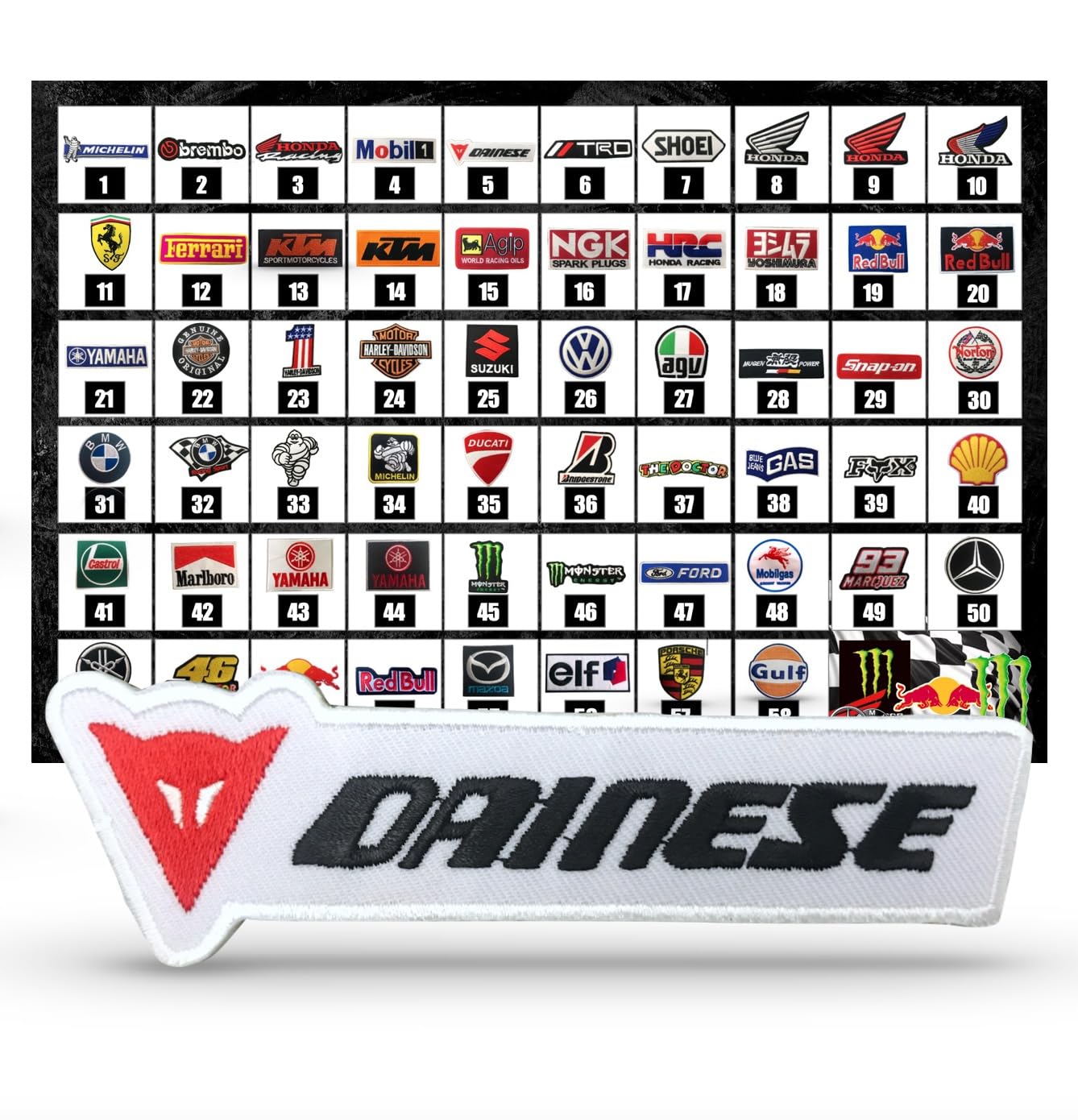 ワッペン 一覧⑤ Amazon.co.jp: 汎用 ダイネーゼ Dainese アイロン 刺繍 アップリケ